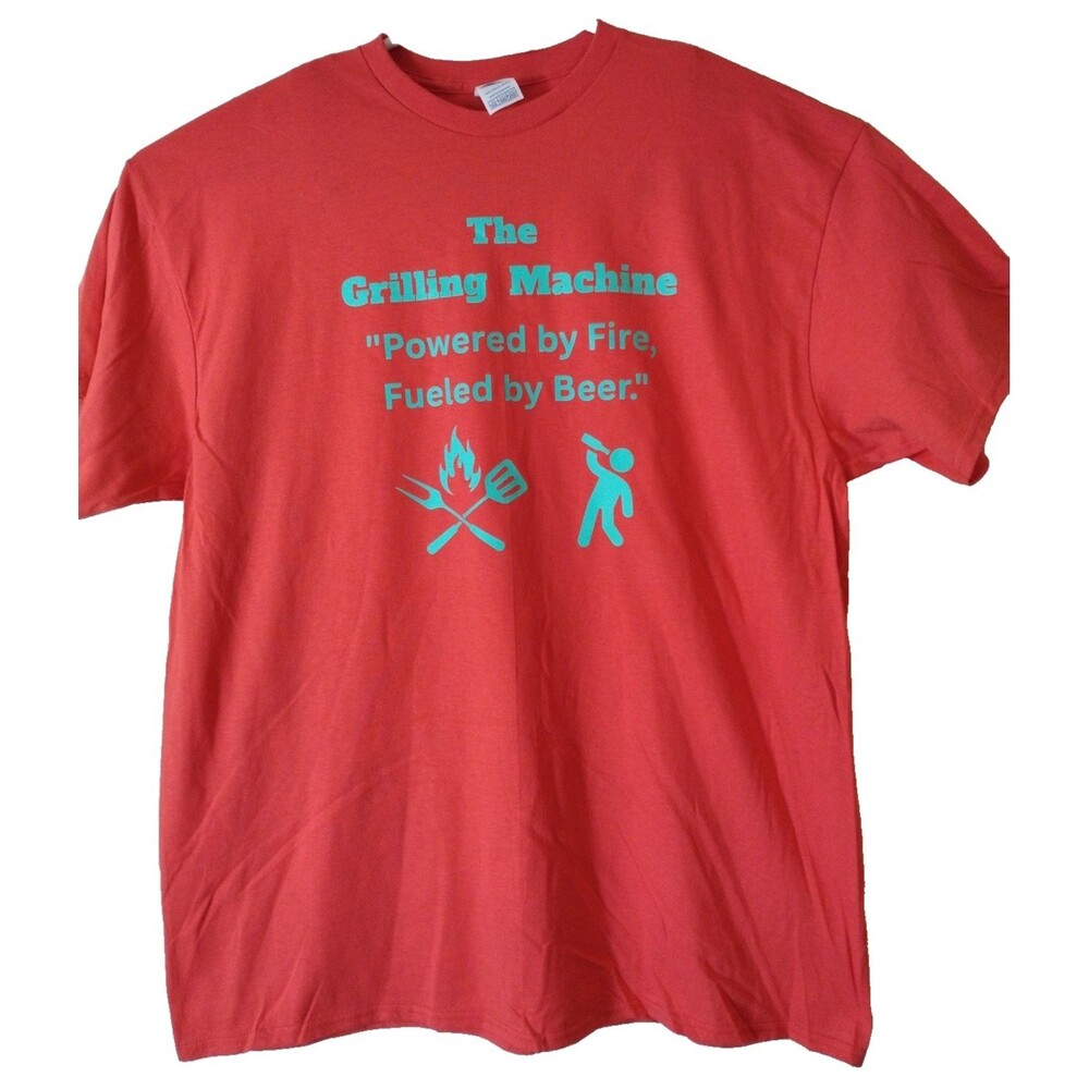 Happy Fathers Day Men's T Shirt 2XL Light Red The Grilling Machine Short Sleeve